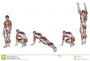 exercising-burpee-fitness-target-muscles-marked-red-initial-final-steps-47139270