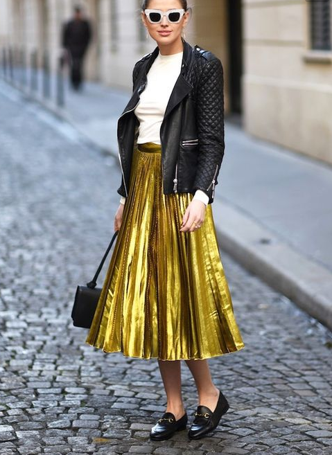 gold accordion skirt