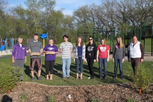 students and planting beds