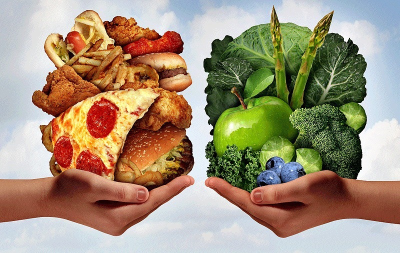 unhealthy foods vs healthy foods